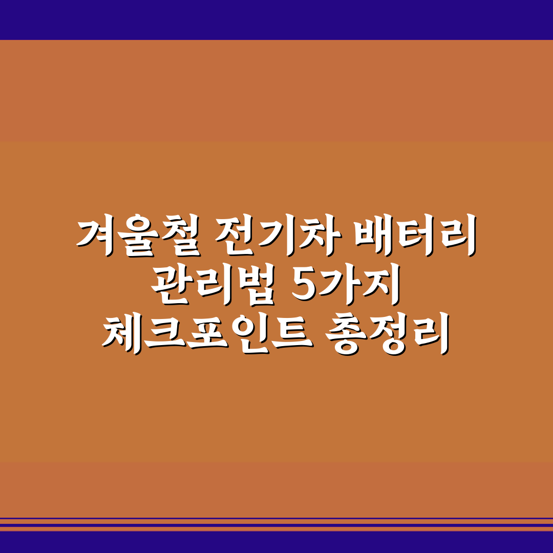 겨울철 전기차 배터리 관리법 5가지 체크포인트 총정리