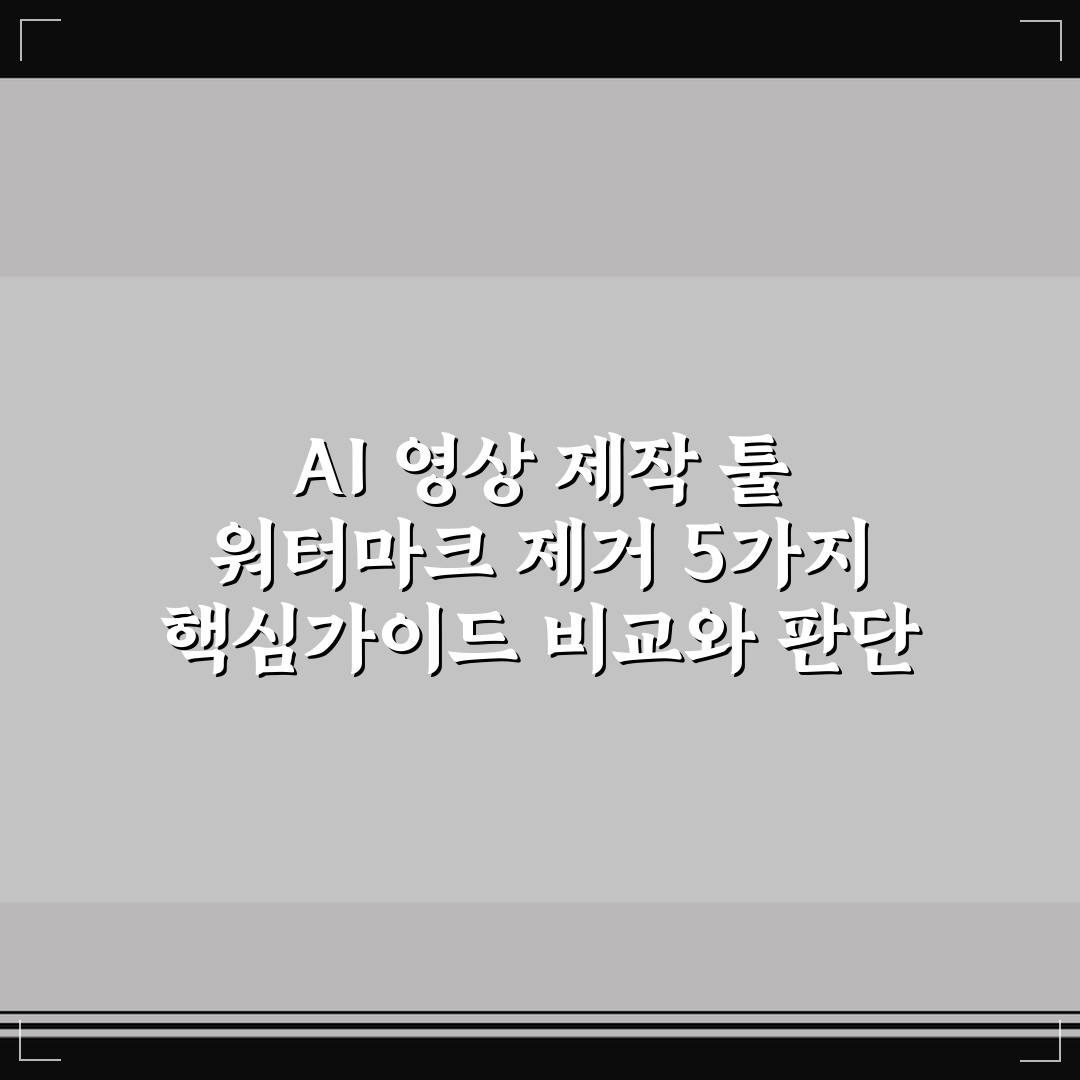 AI 영상 제작 툴 워터마크 제거 5가지 핵심가이드 비교와 판단