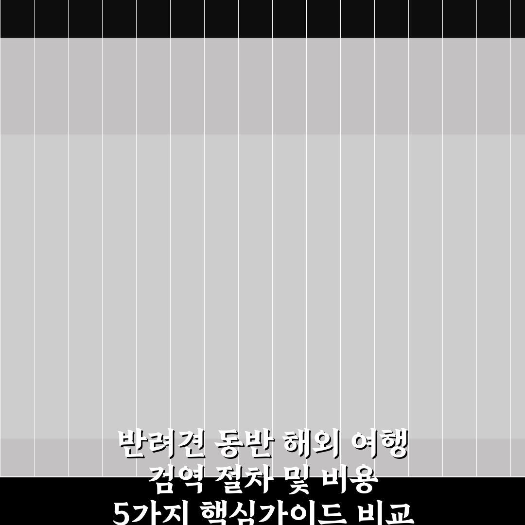 반려견 동반 해외 여행 검역 절차 및 비용 5가지 핵심가이드 비교 분석