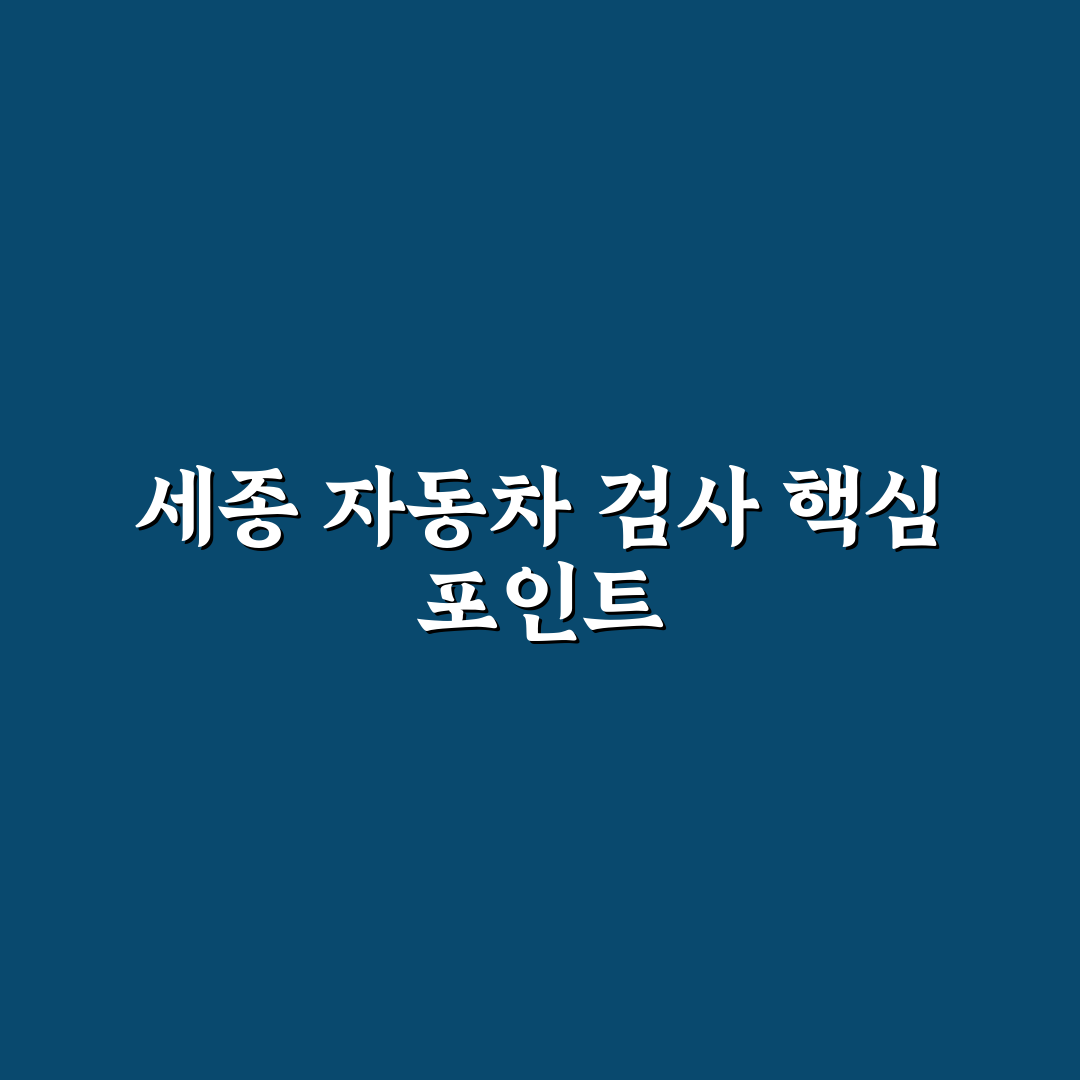 세종 자동차 검사소 선택을 위한 5가지 체크포인트 분석