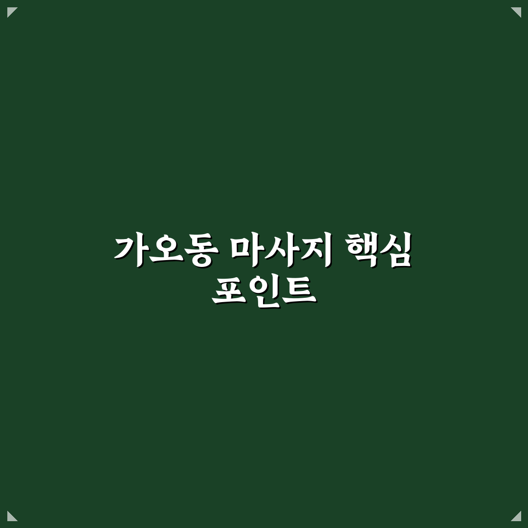 대전 가오동 마사지 주요 서비스별 비교와 선택 기준 총정리