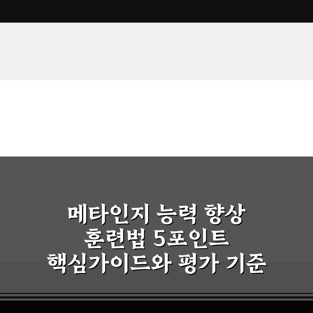 메타인지 능력 향상 훈련법 5포인트 핵심가이드와 평가 기준