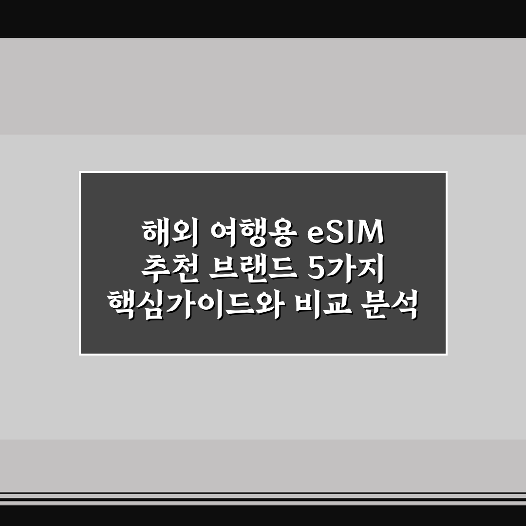 해외 여행용 eSIM 추천 브랜드 5가지 핵심가이드와 비교 분석