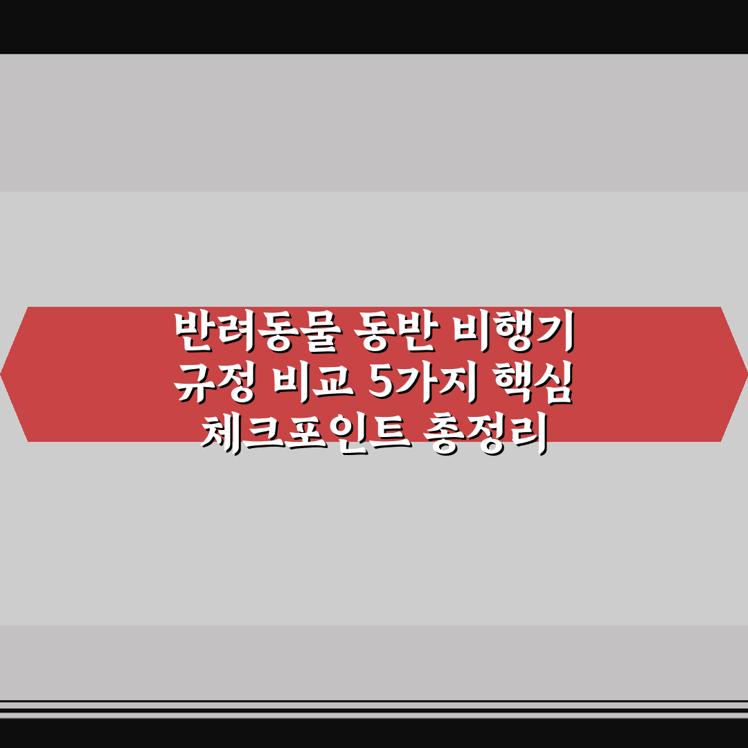 반려동물 동반 비행기 규정 비교 5가지 핵심 체크포인트 총정리