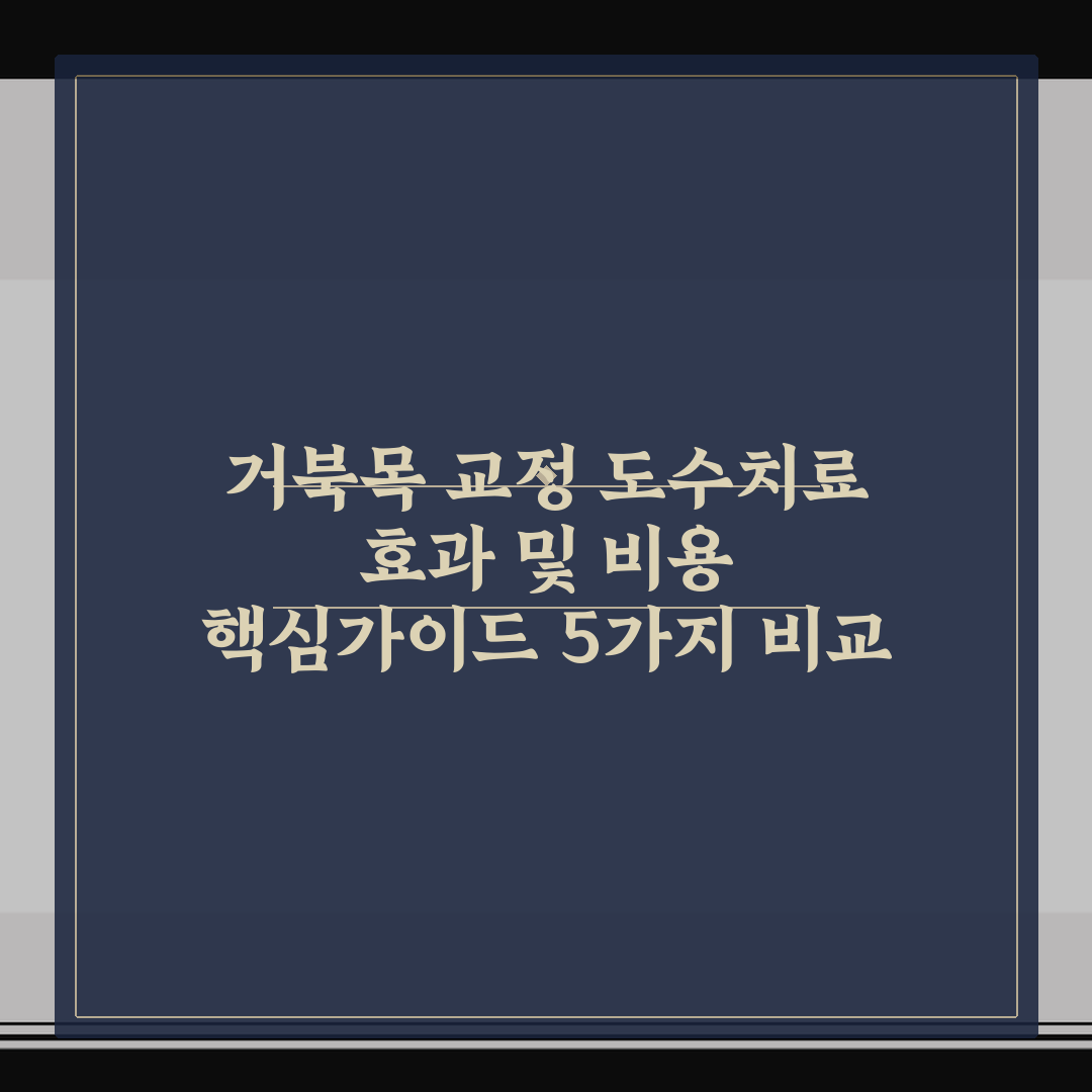 거북목 교정 도수치료 효과 및 비용 핵심가이드 5가지 비교 분석