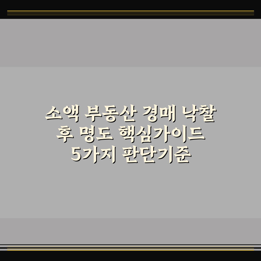 소액 부동산 경매 낙찰 후 명도 핵심가이드 5가지 판단기준