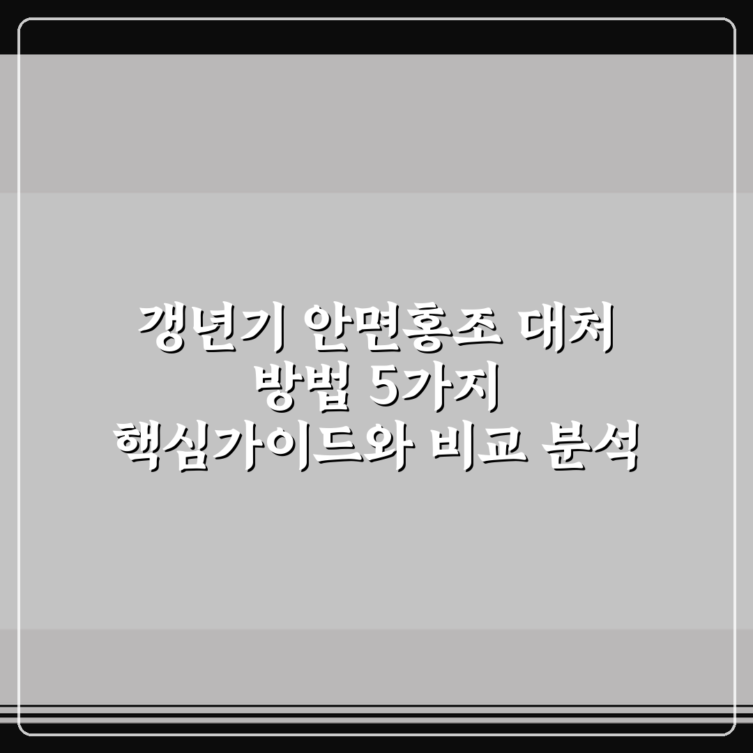 갱년기 안면홍조 대처 방법 5가지 핵심가이드와 비교 분석