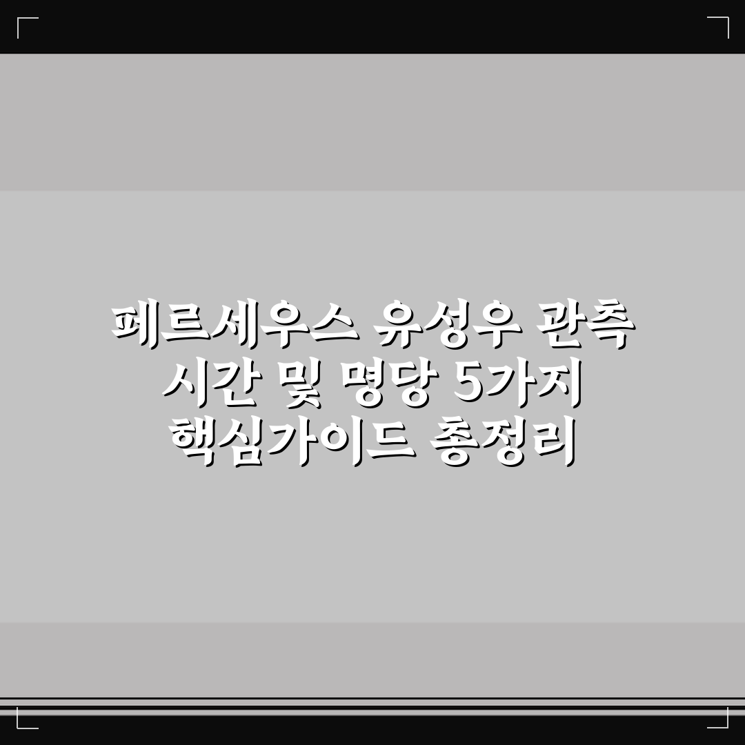 페르세우스 유성우 관측 시간 및 명당 5가지 핵심가이드 총정리