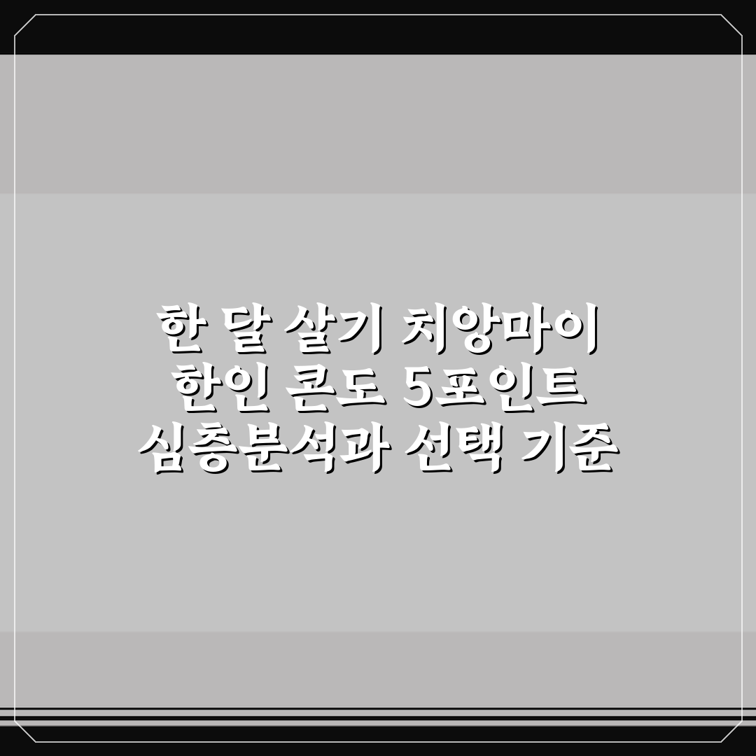 한 달 살기 치앙마이 한인 콘도 5포인트 심층분석과 선택 기준