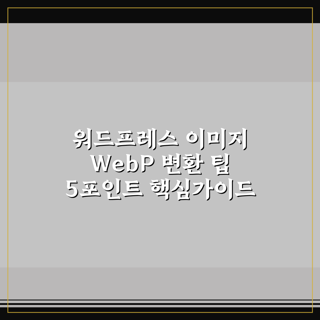 워드프레스 이미지 WebP 변환 팁 5포인트 핵심가이드 비교와 판단